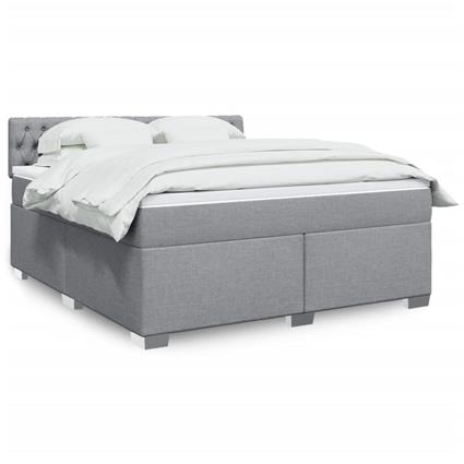 vidaXL Cama com molas/colchão 180x200 cm tecido cinzento-claro