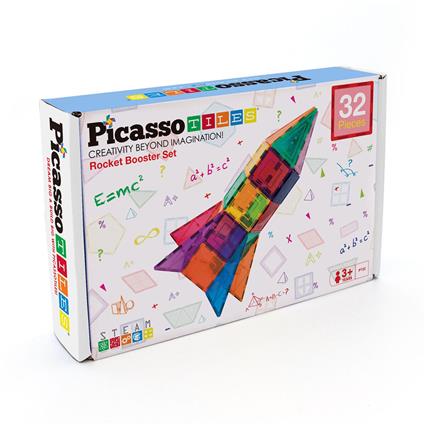 Picasso Tiles Rocket Booster Set 32 Pieces (pt32) Construction Game