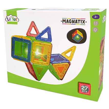 Magnatix Magnetic Tiles With Light 27 Pieces 90159 Construction Game