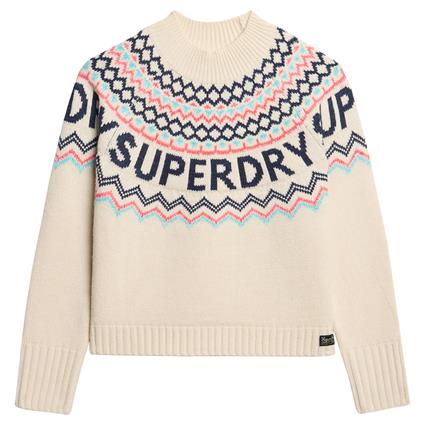 Superdry Fairisle Branded Jumper Sweater Beige XL Mulher