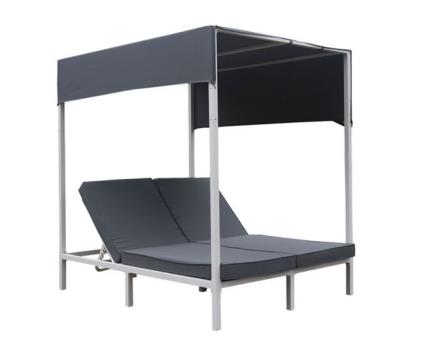 Cama con dosel para exterior barbados de aluminio con cojines