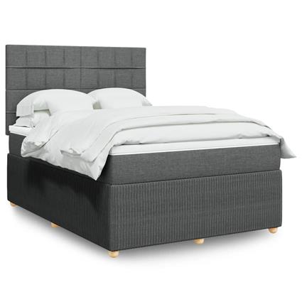 vidaXL Cama com molas/colchão 140x200 cm tecido cinzento-escuro