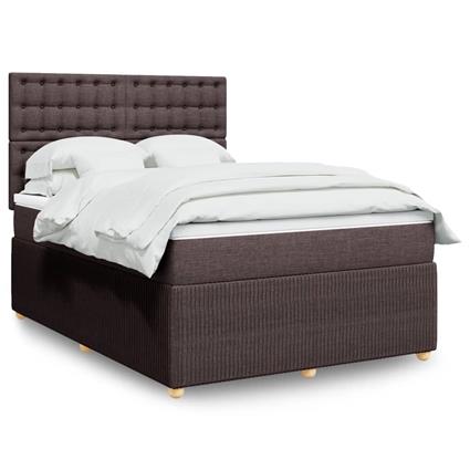 vidaXL Cama com molas/colchão 140x200 cm tecido castanho-escuro