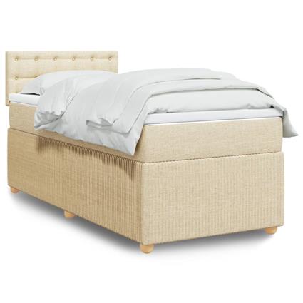 vidaXL Cama com molas/colchão 90x200 cm tecido cor crème