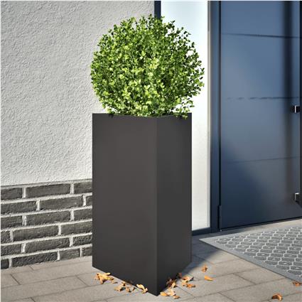 vidaXL Vaso/floreira de jardim triangular 50x43x75 cm aço preto