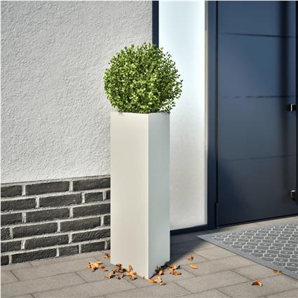 vidaXL Vaso/floreira de jardim triangular 30x26x75 cm aço branco