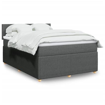 vidaXL Cama com molas/colchão 160x200 cm tecido cinzento-escuro