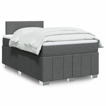 vidaXL Cama com molas/colchão 120x200 cm tecido cinzento-escuro
