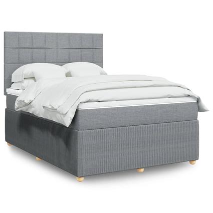vidaXL Cama com molas/colchão 140x190 cm tecido cinzento-claro