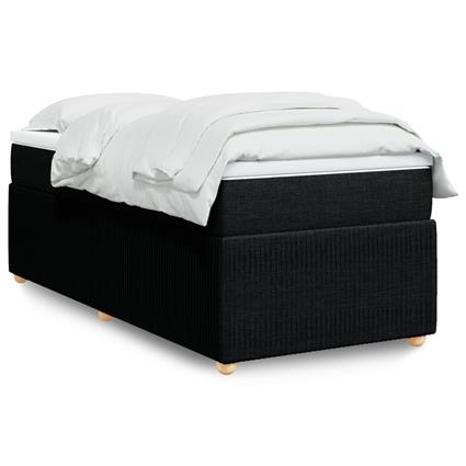 vidaXL Cama com molas/colchão 80x200 cm tecido preto