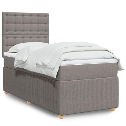 vidaXL Cama com molas/colchão 100x200 cm tecido cinza-acastanhado