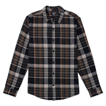 Hurley Portland Organic Long Sleeve Shirt Preto,Cinzento S Homem