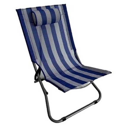 Beach Line Steel Tube Beach Chair With Headrest Prateado