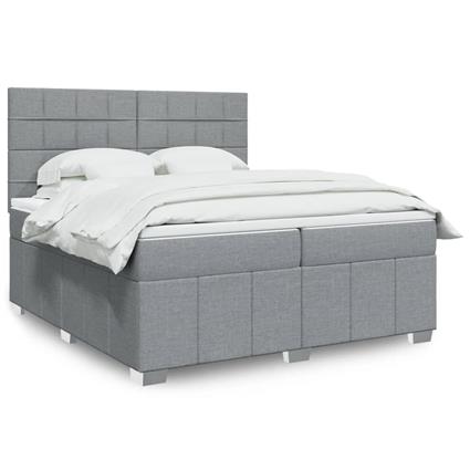 vidaXL Cama com molas/colchão 200x200 cm tecido cinza-claro