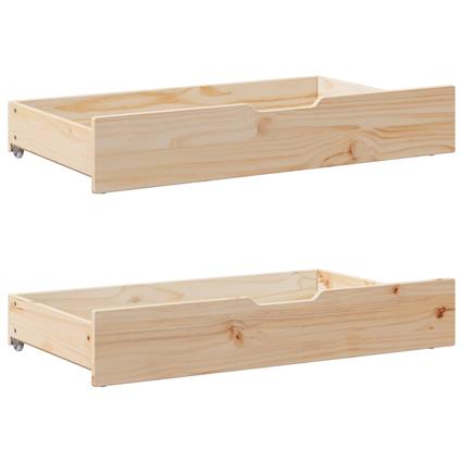 vidaXL Gavetas para cama com rodas 2 pcs 90x55x16 cm pinho maciço