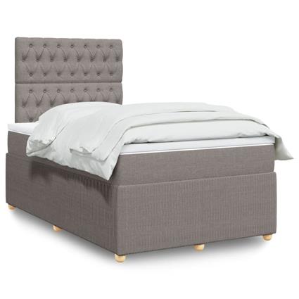 vidaXL Cama boxspring c/ colchão 120x190cm tecido castanho-acinzentado
