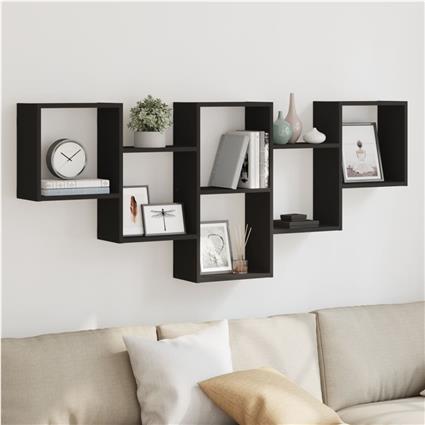 vidaXL Prateleira de parede 159x18x66 cm derivados de madeira preto