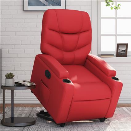vidaXL Poltrona reclinável elevatória couro artificial vermelho