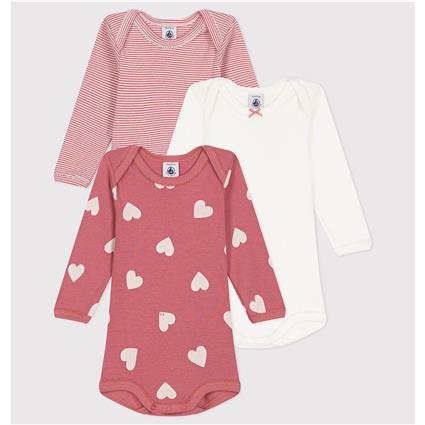 Lote de 3 bodies de mangas compridas, Petit Bateau