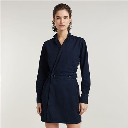 G-star Wrap Long Sleeve Dress Azul S Mulher