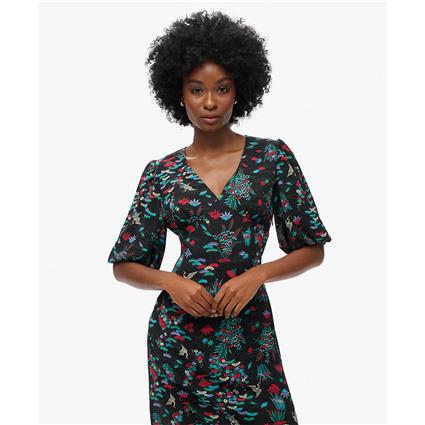 Superdry Short Sleeve Sheer Short Sleeve Long Dress Colorido S Mulher