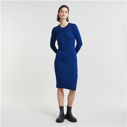 G-star Plated Slim Long Sleeve Dress Azul L Mulher