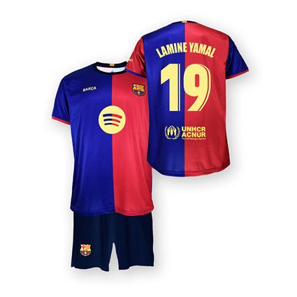Fc Barcelona T-shirt De Manga Curta Júnior Para Casa Kit Fc Barcelona 24/25 27 Lamine Yamal