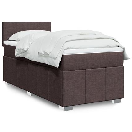 vidaXL Cama com molas/colchão 100x200 cm tecido castanho-escuro
