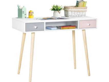 ZEBLAZE - HOMCOM Móvel Aparador Secretária Infantil com 1 Compartimento Aberto e 2 Gavetas Estilo Nórdico para Dormitório Entrada 100x48x76,5cm Multicolor HOMCOM Móvel Aparador Secretária Infantil com 1 Compartimento Aberto e 2 Gavetas Estilo Nórdico para Dormitório Entrada 100x48x76,5cm Multicolor