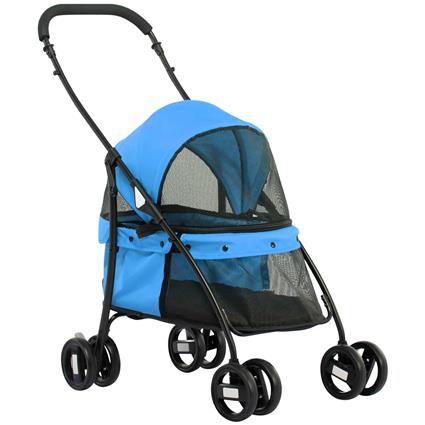Carrinho de Passeio para Cães e Gatos com Janela de Malha Almofada Lavável Arnês de Segurança 82x47x97cm