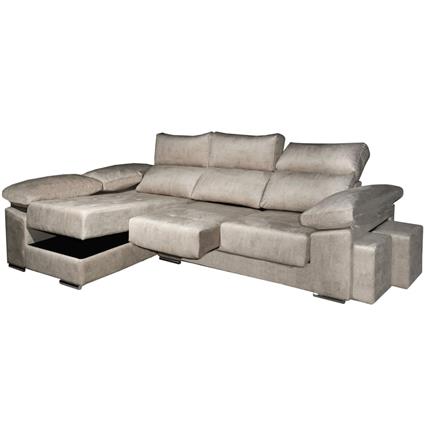 Sofá chaise longue PRAGA com baú e poufs