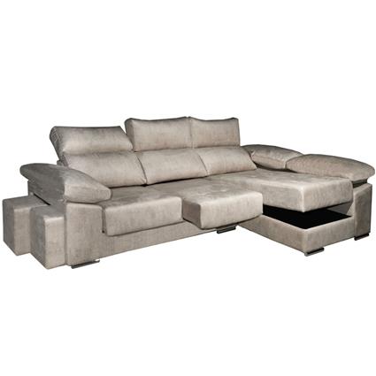 Sofá chaise longue PRAGA com baú e poufs