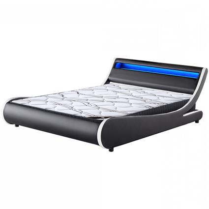 Pack cama de casal PAUL com LED + colchão UNIVERS