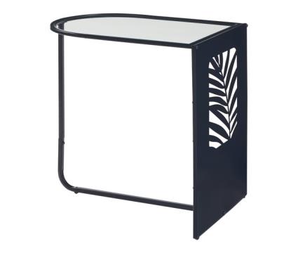 Mesa de apoio semi-oval de metal e vidro ulvik [en.casa]