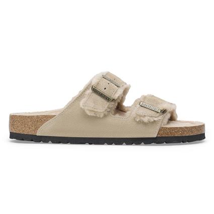 Chinelos em pele, forro em pelo, Arizona Fell, Birkenstock