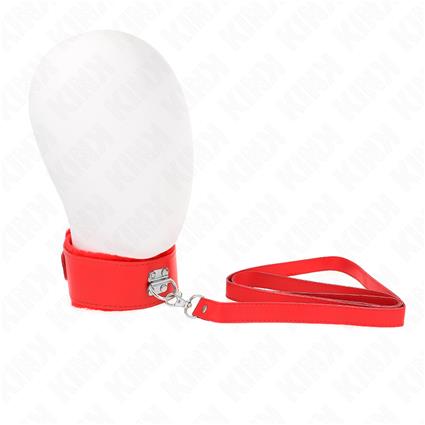 KINK - COLAR COM TRELA 116 CM COM PREGOS PRATA MODELO 4 VERMELHO AJUSTÁVEL 40-48 CM X 6 CM