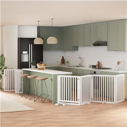 vidaXL Portão p/ cães com porta dobrável 12 painéis 960cm álamo branco