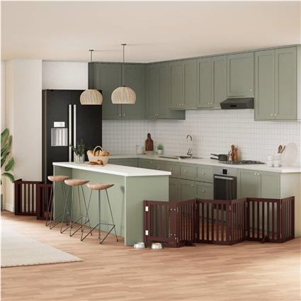 vidaXL Portão cães c/ porta dobrável 12 painéis 600 cm álamo castanho