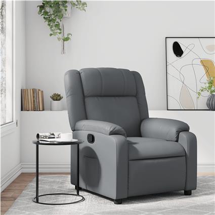 vidaXL Poltrona reclinável couro artificial cinzento
