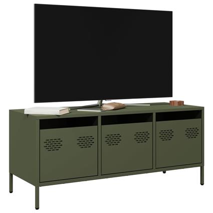 vidaXL Móvel de TV 101,5x39x43,5 cm aço laminado a frio verde-azeitona