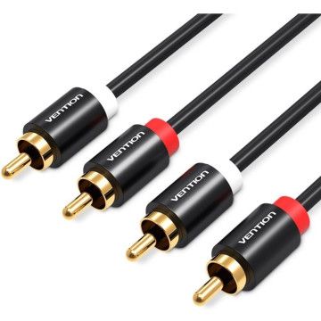 Cabo Estéreo Vention VAB-R06-B150/ 2x RCA Macho - 2x RCA Macho/ 1,5m/ Preto