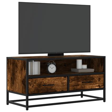 vidaXL Móvel p/ TV 80x34,5x40 cm deriv. madeira/metal carvalho fumado