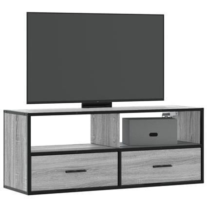 vidaXL Móvel p/ TV 100x31x39,5 cm deriv. madeira/metal cinzento sonoma