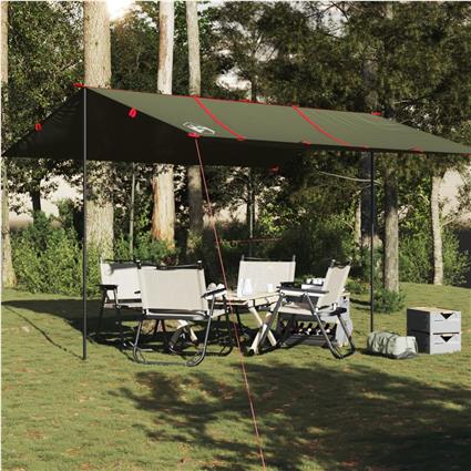 vidaXL Lona de campismo 451x420 cm impermeável verde azeitona