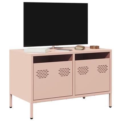 vidaXL Móvel de TV 68x39x43,5 cm aço laminado a frio rosa
