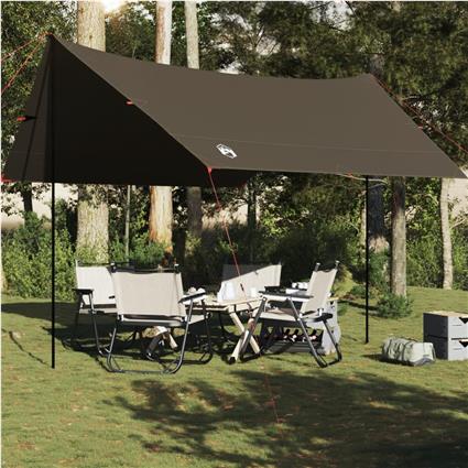 vidaXL Lona de campismo 438x376x212 cm impermeável castanho