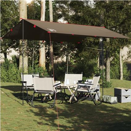 vidaXL Lona de campismo 366x306 cm impermeável castanho