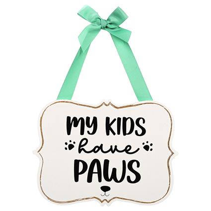 Sinal de porta 'My Kids Have Paws' - C 20,5 x L 15,5