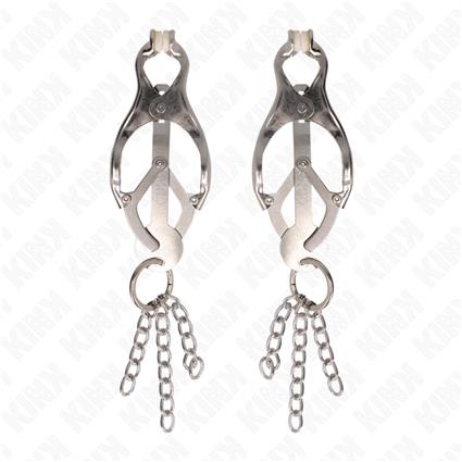 KINK - PINÇAS DE TREVO JAPONÊS COM PEQUENAS CORRENTES PRATA