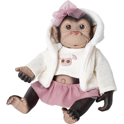 Rosa Toys Macaco Renascido Com Capuz E Saia De Tule 35 Cm